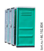 Биотуалеты на белом фоне. Bio-toilets on a white background. (2024 год). Стоковое фото, фотограф Татьяна Д / Фотобанк Лори