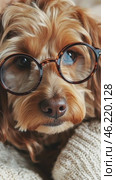 Adorable dog wearing round glasses. Стоковое AI-видео, аниматор Юрий Поздников / Фотобанк Лори