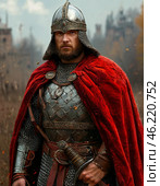 Day of Remembrance of the Epic Hero Ilya Muromets. This date is included in the Russian calendar of unusual holidays and is celebrated annually on January 1. Ilya Muromets (full epic name - Ilya Muromets son Ivanovich) is one of the main heroes of the Old Russian and Russian epic. Hero, peasant's son, native of North-Eastern Rus' Стоковое AI-изображение, AI-художник Сергей Елизарьев / Фотобанк Лори