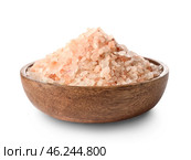 Bowl of iodized salt on white background. Стоковое фото, фотограф Pixel_shot / Фотобанк Лори