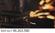 CNC Laser and gas cutting of metal, modern industrial technology. Стоковое видео, видеограф Андрей Армягов / Фотобанк Лори