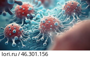 Coronavirus 2019-nCov novel coronavirus concept resposible for SARS-CoV-2 outbreak and coronaviruses influenza as dangerous flu strain cases as a pandemic. Microscope virus close up. 3d rendering. Стоковое AI-видео, аниматор Ирина Старикова / Фотобанк Лори