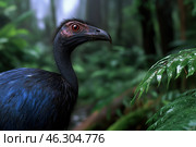Portrait of exotic flightless bird, concept of rare and endangered species. Стоковое AI-изображение, AI-художник Евгений Харитонов / Фотобанк Лори