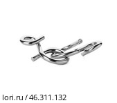 Metal brain teaser on white background. Стоковое фото, фотограф Pixel_shot / Фотобанк Лори