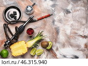 Composition with parts of hookah on marble background. Стоковое фото, фотограф Pixel_shot / Фотобанк Лори