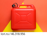 Plastic jerrycan on color background. Стоковое фото, фотограф Pixel_shot / Фотобанк Лори