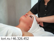 Relaxation and Rejuvenation During a Pampering Indoor Spa Treatment Experience. Стоковое фото, фотограф Aleksandr Golubev / Фотобанк Лори