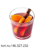 Glass of tasty mullet wine on white background. Стоковое фото, фотограф Pixel_shot / Фотобанк Лори