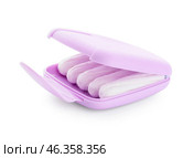 Tampons storage box on white background. Стоковое фото, фотограф Pixel_shot / Фотобанк Лори