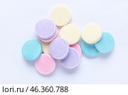 Colorful soluble tablets isolated on white background. Стоковое фото, фотограф Pixel_shot / Фотобанк Лори