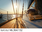 View of modern yacht on sea. Стоковое фото, фотограф Pixel_shot / Фотобанк Лори
