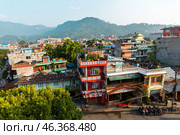 Pokhara, Nepal - November 16, 2018: Top view of the Pokhara streets. Редакционное фото, фотограф VittoriaChe / Фотобанк Лори