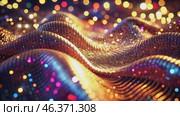 Abstract neon glittery neon background for designer. Waves of shimmering colours dance in the light at a festive celebration on a magical night. Стоковое AI-видео, аниматор Оксана Медведева / Фотобанк Лори