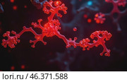 study of the intricate structures of white blood cells, haemoglobin and red blood cells in the microscopic life of the circulatory system illuminated in bright red hues in a dark environment. Стоковое AI-видео, аниматор Оксана Медведева / Фотобанк Лори