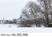 Winter landscape photography of Nesvizh, Belarus. (2024 год). Стоковое фото, фотограф EugeneSergeev / Фотобанк Лори