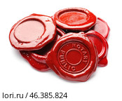 Wax seal stamps of notary public on white background. Стоковое фото, фотограф Pixel_shot / Фотобанк Лори