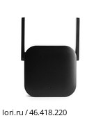 Black WiFi repeater isolated on white background. Стоковое фото, фотограф Pixel_shot / Фотобанк Лори