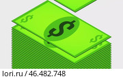Dollar bill falls on a white background, isometric, isolate. Стоковая анимация, аниматор Vladislav_v / Фотобанк Лори