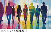 Businesspeople walking in abstract city background. Стоковое AI-видео, аниматор Юрий Поздников / Фотобанк Лори