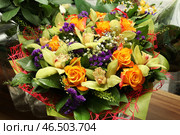 Flower bouquet with orchids and roses. Стоковое фото, фотограф Ольга Зиновская / Фотобанк Лори