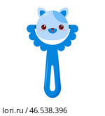 A baby rattle with a handle. A rattle with a cartoon cat for kids. A gift for newborns. Стоковая иллюстрация, иллюстратор Светлана  Громак / Фотобанк Лори