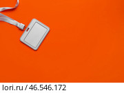 Пустой бейдж со шнурком на цветном фоне. Стоковое фото, фотограф Pixel_shot / Фотобанк Лори