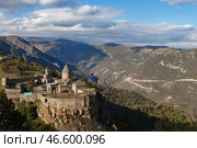Stunning view of Tatev Monastery perched on a cliff in Syunik Province, Armenia. Редакционное фото, фотограф Михаил Пряхин / Фотобанк Лори