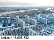 Красноярск. Новостройки жилого комплекса "Белые росы" (2021 год). Стоковое фото, фотограф Андрей Самсонов / ТАСС / Фотобанк Лори