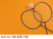 Set of shuttlecock and two badminton rackets. Стоковое фото, фотограф Сергей Толмачёв / Фотобанк Лори