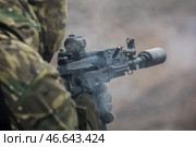 Военнослужащий во время тактических учений. Стоковое фото, фотограф Александр Полегенько / ТАСС / Фотобанк Лори