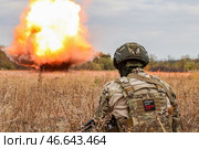 Военнослужащий во время тактических учений. Стоковое фото, фотограф Александр Река / ТАСС / Фотобанк Лори