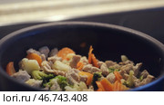 Healthy food and diet, delicious vegetable mix with white chicken meat, easy cooking. Стоковое фото, фотограф David Kashakhi / Фотобанк Лори