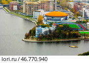 Russia, Sverdlovsk region. 24. 09. 2015. the city of Yekaterinburg view from the skyscraper Vysotsky On an autumn day. Редакционное фото, фотограф Акиньшин Владимир / Фотобанк Лори