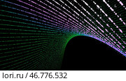 Technology network digital data transfer concept design, glowing on black background seamless looping animation. Стоковая иллюстрация, иллюстратор David Kashakhi / Фотобанк Лори