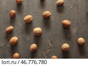 Вкусные мускатные орехи на сером фоне. Стоковое фото, фотограф Pixel_shot / Фотобанк Лори