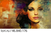 Stunning portrait of a woman with vibrant colors and expressive brushstrokes. Стоковое AI-изображение, AI-художник Михаил Коханчиков / Фотобанк Лори