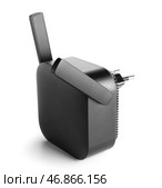 Черный повторитель WiFi на белом фоне. Стоковое фото, фотограф Pixel_shot / Фотобанк Лори