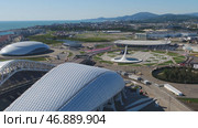 Sochi, Adler , Russia, Olympic Torch and Fisht stadium built for Winter Olympic Games 2014. Стоковое фото, фотограф David Kashakhi / Фотобанк Лори
