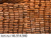 Уложенные деревянные доски на лесопилке. Стоковое фото, фотограф Pixel_shot / Фотобанк Лори