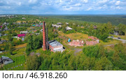 Collapsed building of brick factory in village in summer. Стоковое фото, фотограф David Kashakhi / Фотобанк Лори