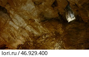 View inside of underground cave, concept of adventure and speleology. Стоковое фото, фотограф David Kashakhi / Фотобанк Лори