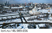 Beautiful urban landscape with historical center and square in winter. Стоковое фото, фотограф David Kashakhi / Фотобанк Лори