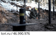 Process of strengthening the soil with piles at the construction site. Стоковое фото, фотограф David Kashakhi / Фотобанк Лори