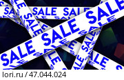 Abstract many words sale written on moving lines on dark background, seamless loop. Стоковая иллюстрация, иллюстратор David Kashakhi / Фотобанк Лори