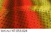 Waves distorting surface with grid and dots. Стоковая иллюстрация, иллюстратор David Kashakhi / Фотобанк Лори