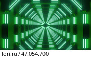 3D green Sci-Fi tech tunnel, loopable motion background. Стоковая иллюстрация, иллюстратор David Kashakhi / Фотобанк Лори