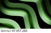 Bright geometric volumetric wavy lines that rotate in 3D format on a black background. Стоковая иллюстрация, иллюстратор David Kashakhi / Фотобанк Лори