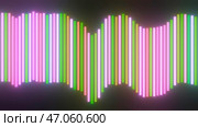 Colorful equalizer line with stripes on black background. Стоковая иллюстрация, иллюстратор David Kashakhi / Фотобанк Лори