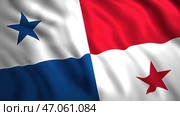 Panama waving flag divided into four squares with blue and red stars. Стоковая иллюстрация, иллюстратор David Kashakhi / Фотобанк Лори
