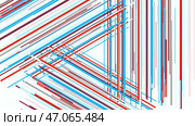 Motion.Thin multicolored lines make up a triangle in animation. Стоковая иллюстрация, иллюстратор David Kashakhi / Фотобанк Лори